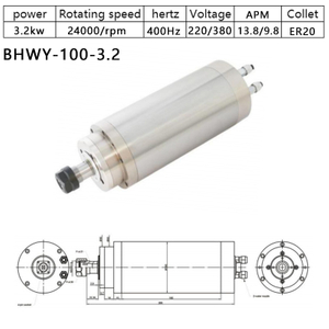 Motor de husillo CNC HOLRY para madera, Metal, refrigerado por agua, 3,2 kW, 220V, Motor de husillo de alta calidad