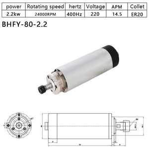 Motor de husillo CNC HOLRY para piedra de aluminio refrigerado por aire 2.2kw 220V 24000RPM Motor de husillo de alta calidad 