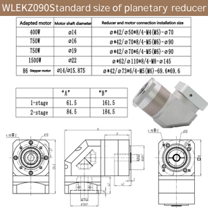 Reductor planetario NEMA24 Relación de reducción de ángulo recto L1/3.4.5.7.10 o L2/9.12.15.20.25.30.40.50.70 Velocidad de entrada nominal: 4000 rpm Eficiencia de transmisión 90 %